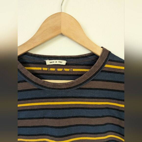 Marni Logo Italian Striped Brown Yellow Men's T-Shirt 50 (Estimated L Large) - Picture 3 of 8
